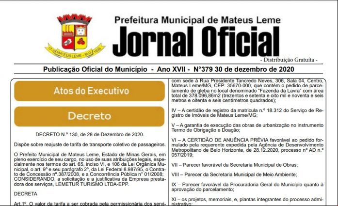 ·ltima ediþÒo do jornal oficial